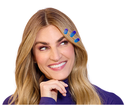 Woman looking to the right with three drops next to her eye