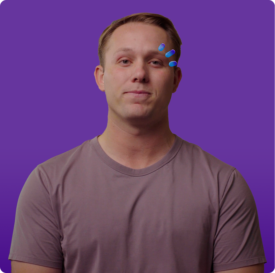Miebo user Zach in front of a purple background