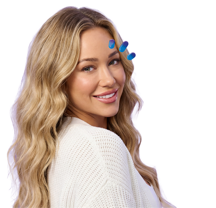 MIEBO user Morgan Willett looking over her shoulder, showcasing dry eye relief